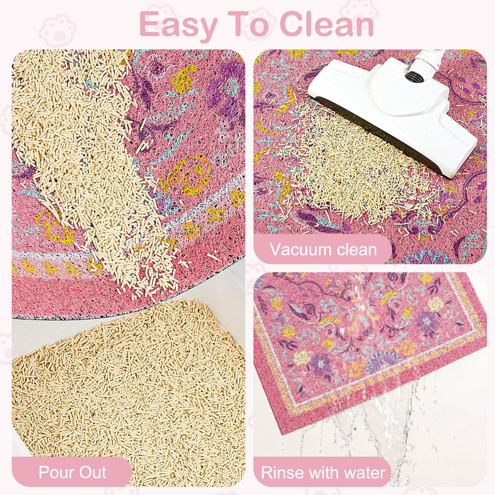 Glittme cat litter mat turned over to show its non-slip base.