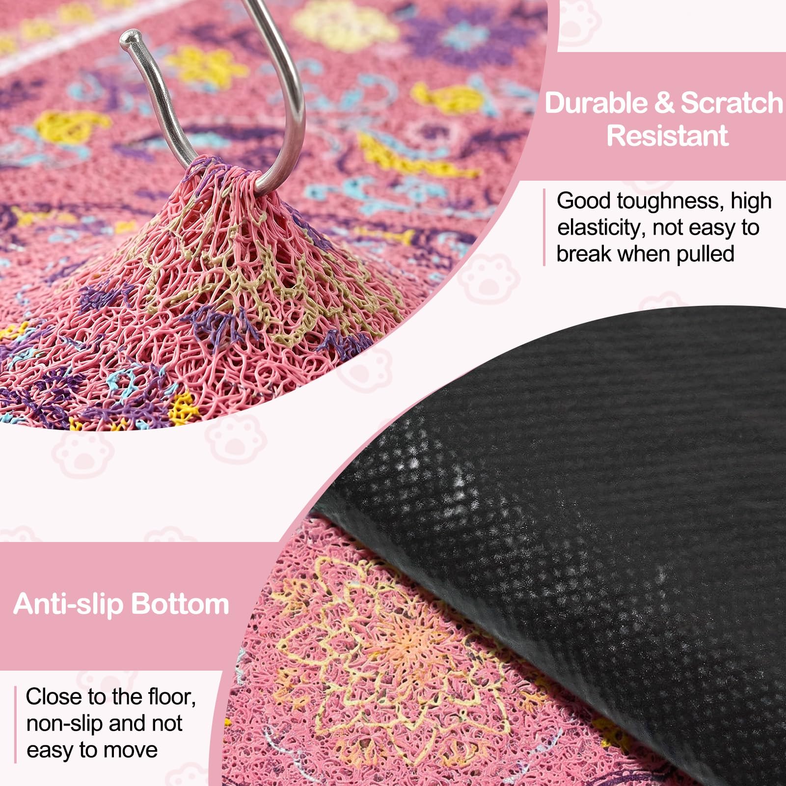 Glittme cat litter mat detail showing its soft PVC surface.