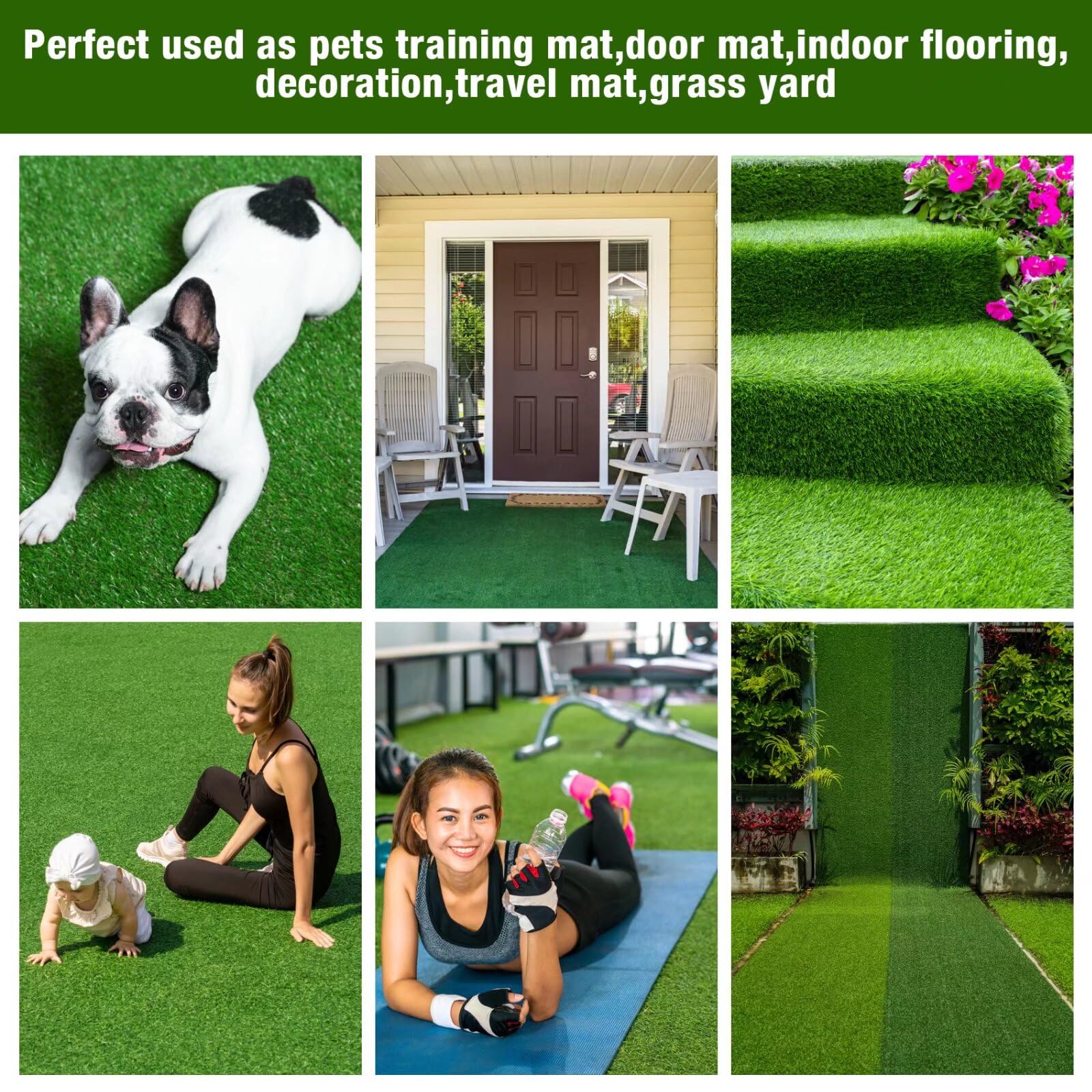 GLOBREEN dog grass pee pad shown from a side angle as a long turf mat.