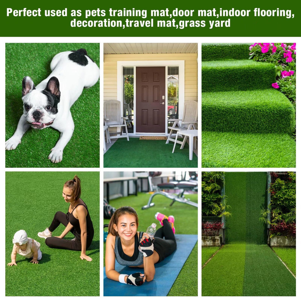 GLOBREEN dog grass pee pad shown from a side angle as a long turf mat.