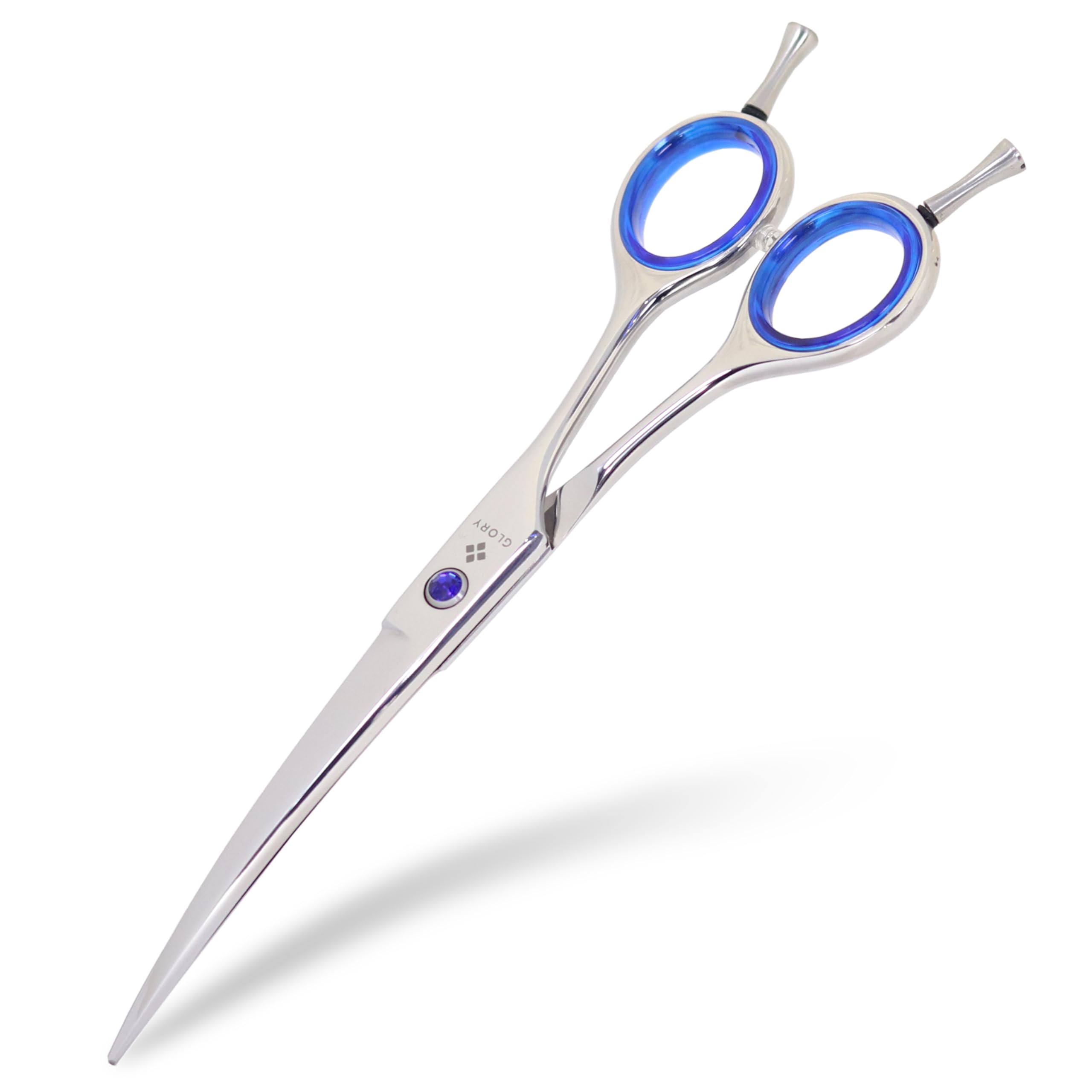 GLORY dog grooming scissors used for careful trimming around a pet’s face.