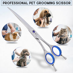 GLORY dog grooming scissors detail showing the rounded safety tips.