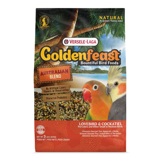 Goldenfeast VL Australian Blend bird food bag shown from the front.