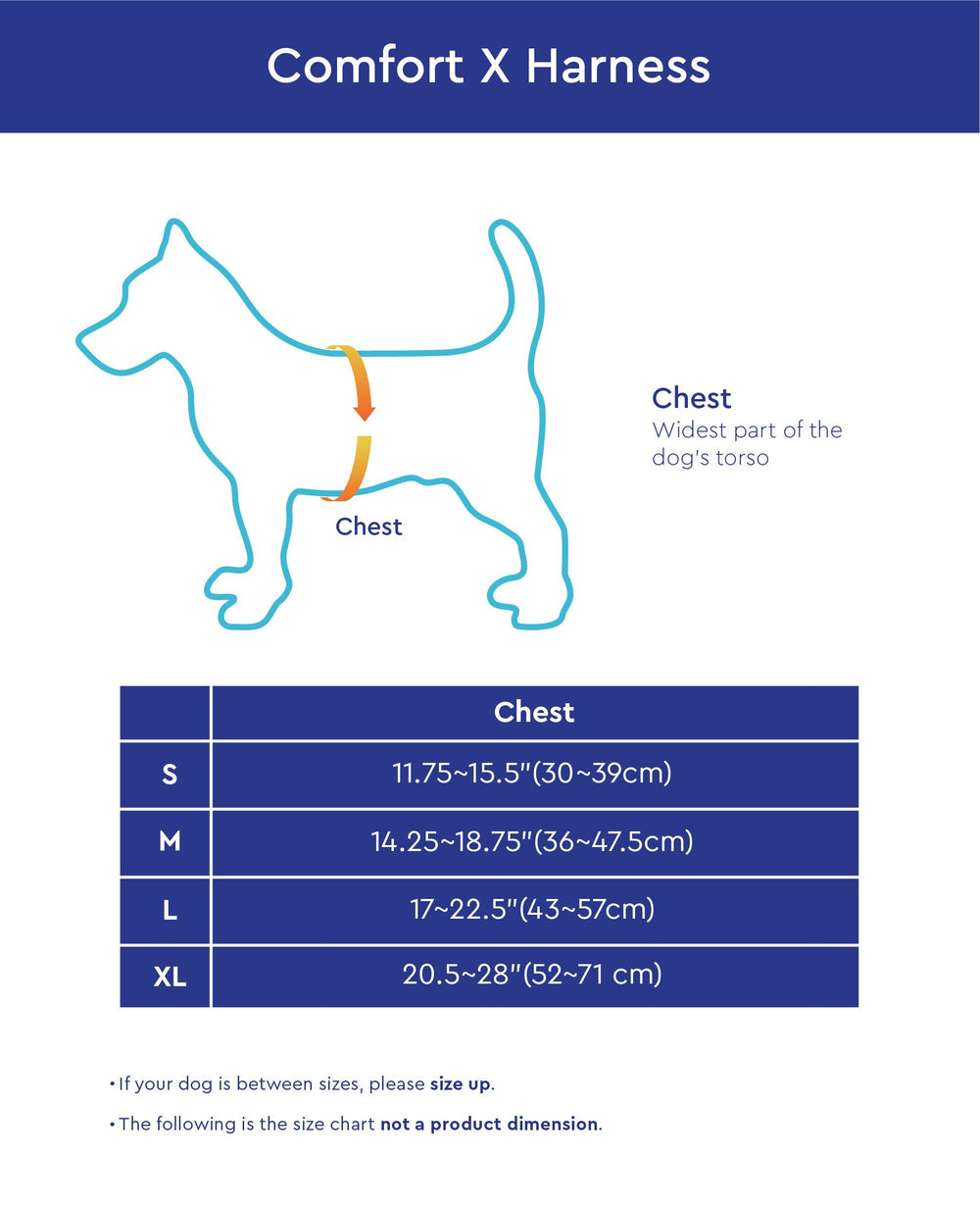 Gooby Comfort X dog harness showing its crossed chest strap design.