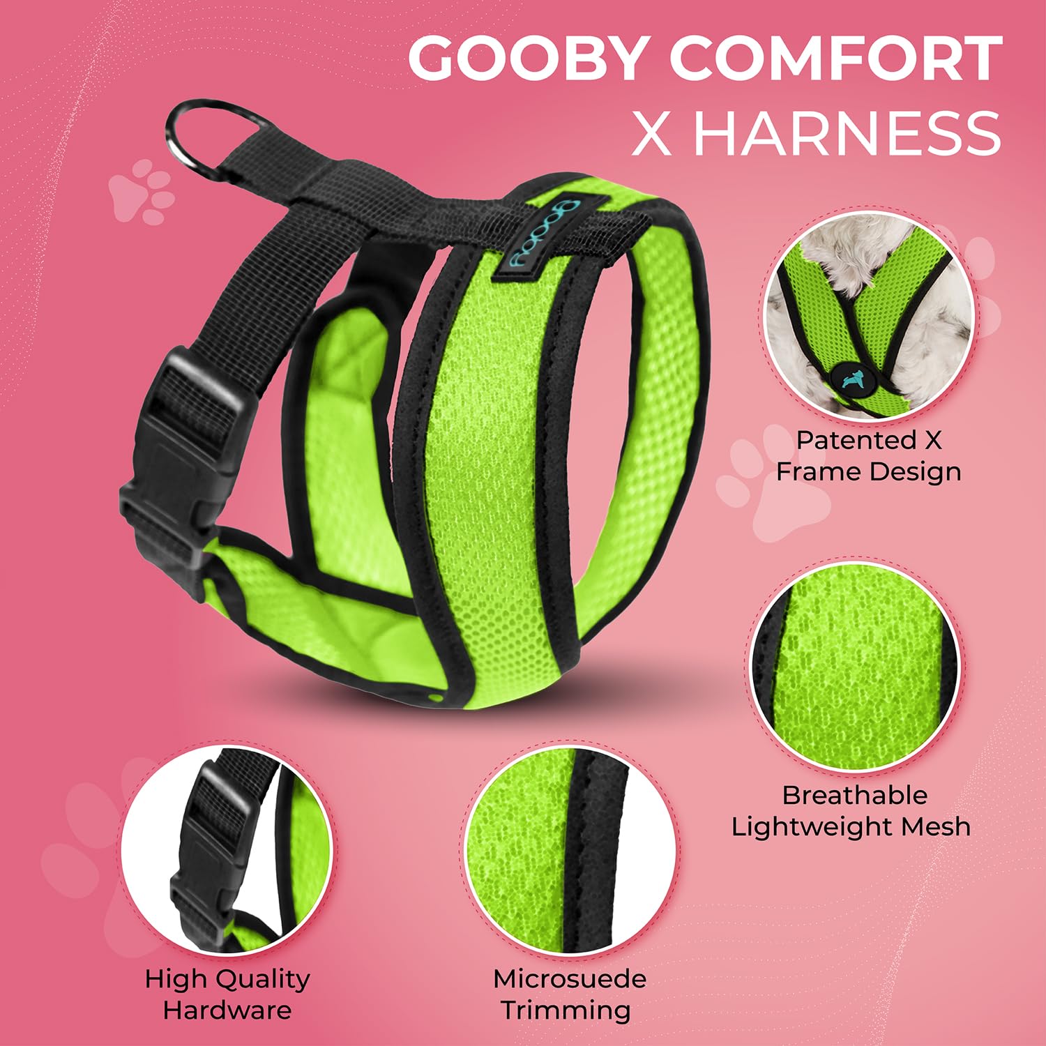 Gooby Comfort X dog harness close-up of the metal back D-ring.