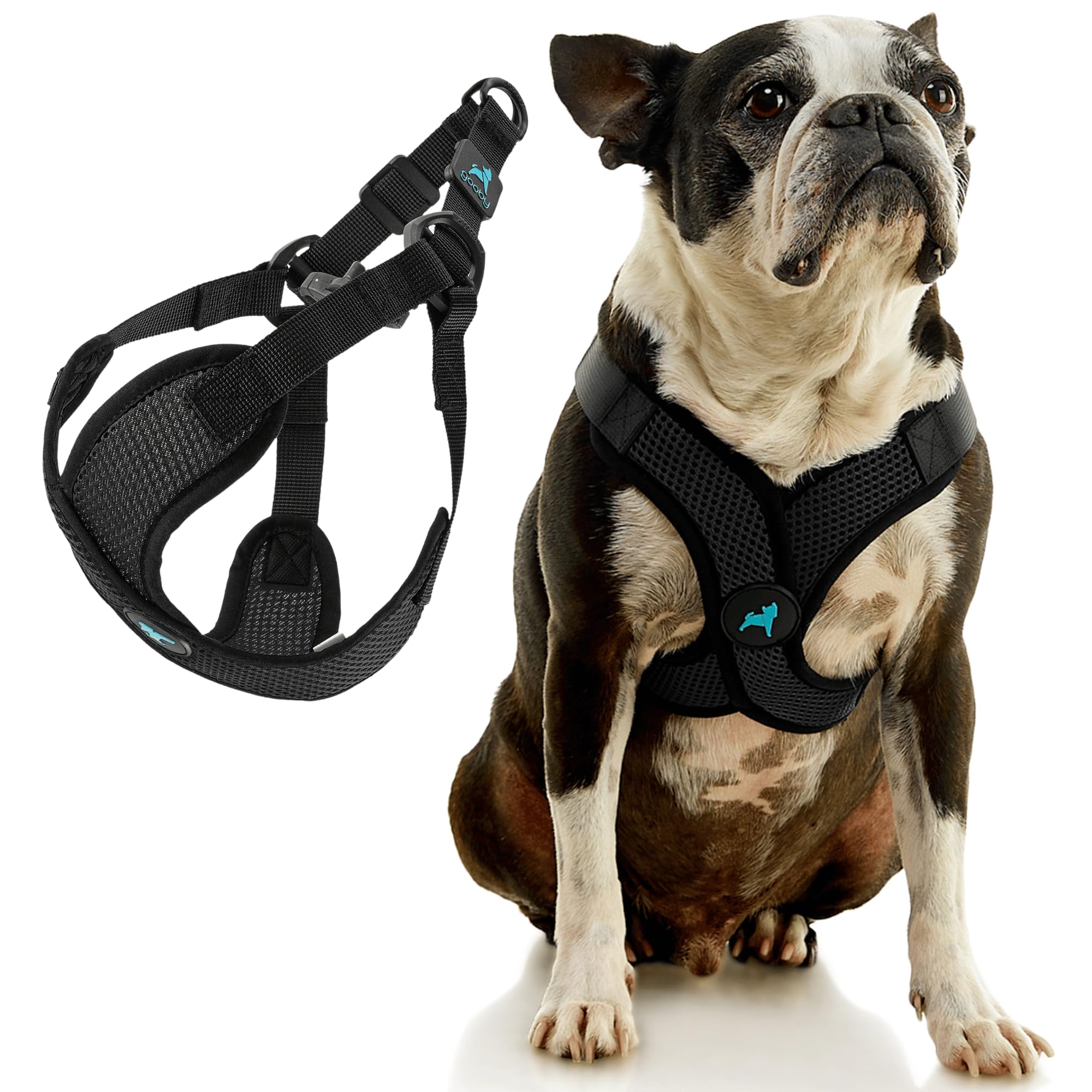Gooby Comfort X Step-in Lite Harness close-up highlighting the breathable mesh.