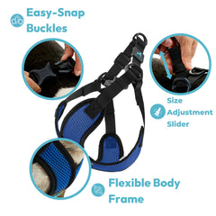 Gooby Comfort X Step-in Lite Harness showing its quick-release buckle.