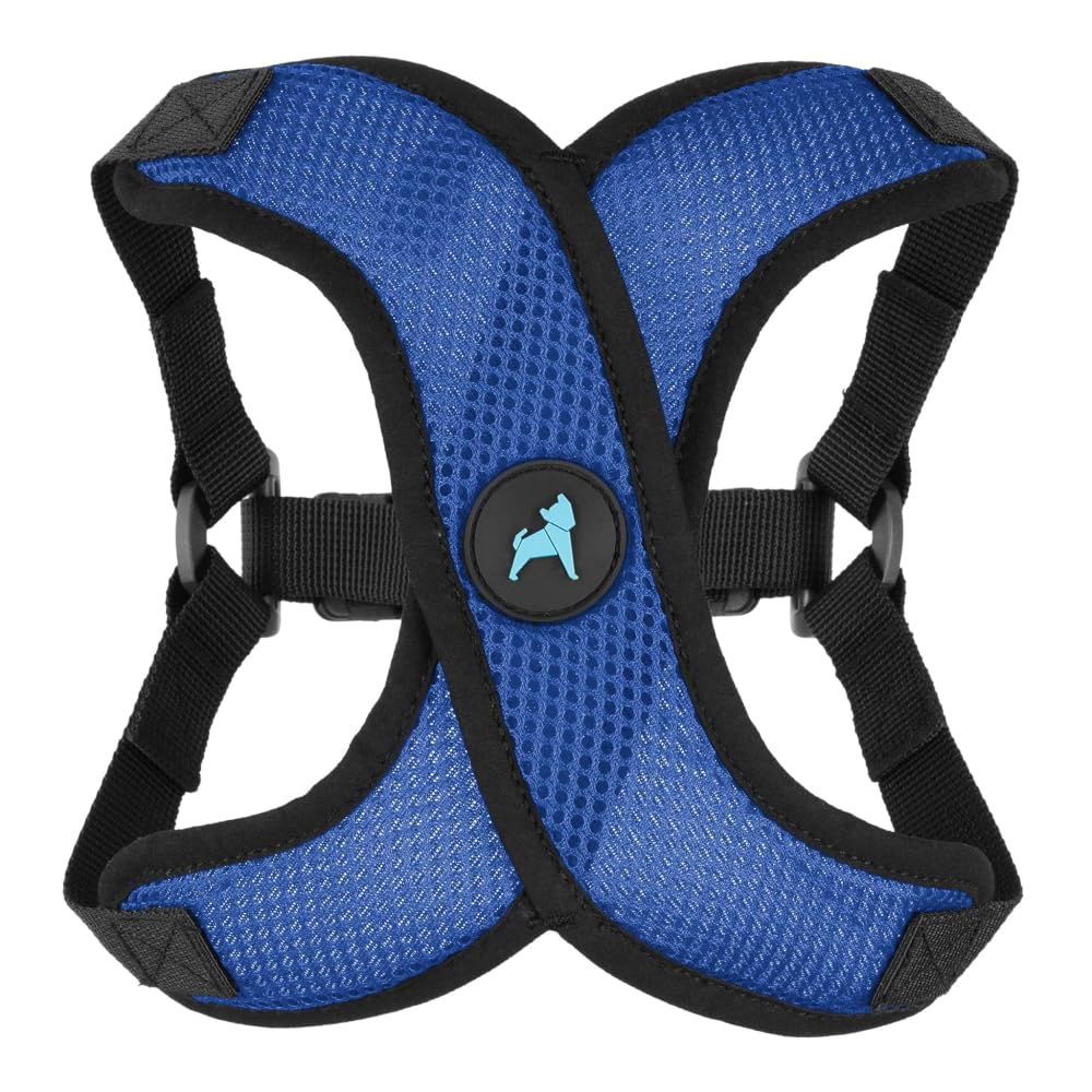 Gooby Comfort X Step-in Lite Harness shown from the front in blue.