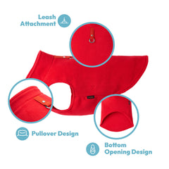 Gooby Fleece Dog Vest shown from the back with its leash attachment O-ring.
