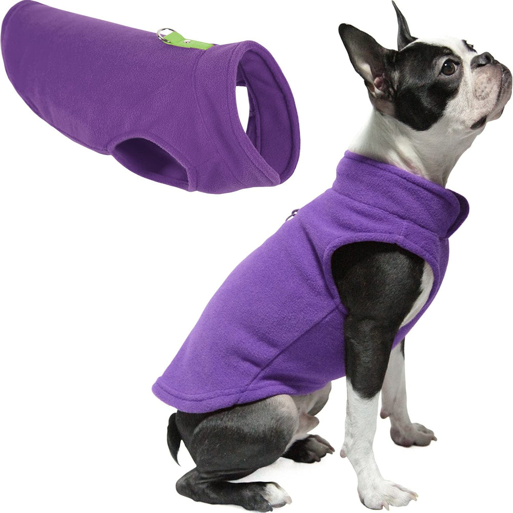 Gooby Fleece Dog Vest shown from the front in lavender.