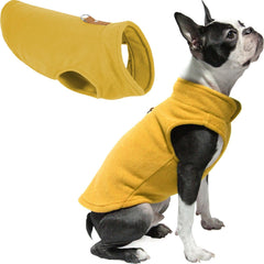 Gooby Fleece Dog Vest shown from the front in Honey Mustard.