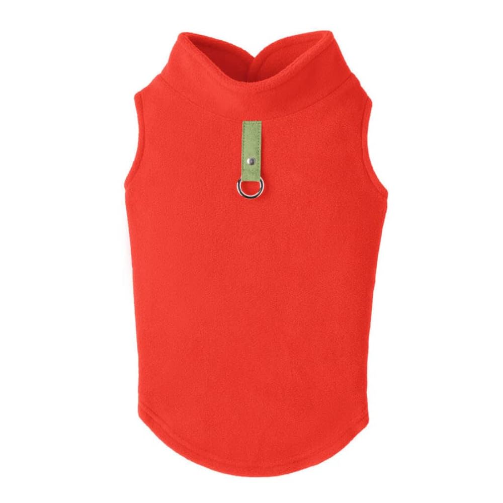 Gooby Fleece Vest Dog Sweater shown from the front in pumpkin.