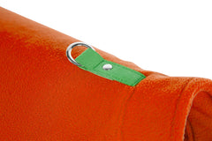 Gooby Fleece Vest Dog Sweater shown in its pumpkin color.