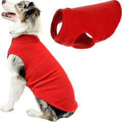 Gooby Stretch Fleece Vest Dog Sweater in red shown from the front.