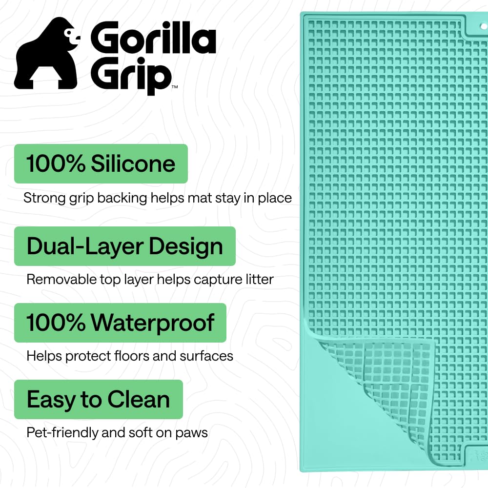 GORILLA GRIP Cat Litter Mat showing its removable dual-layer design.