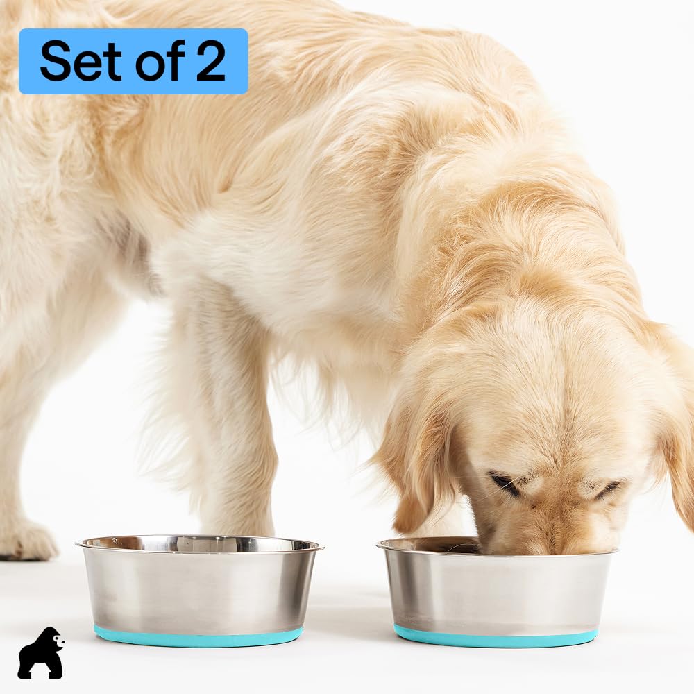GORILLA GRIP Dog Bowl Set shown from the side to reveal its bowl profile.