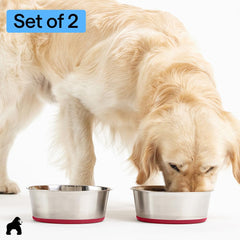 GORILLA GRIP Dog Bowl Set shown with water in a bowl.
