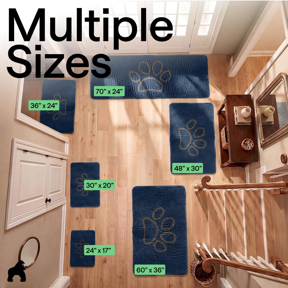 GORILLA GRIP SOAKSTOPPER dog door mat with a close view of its chenille pile.
