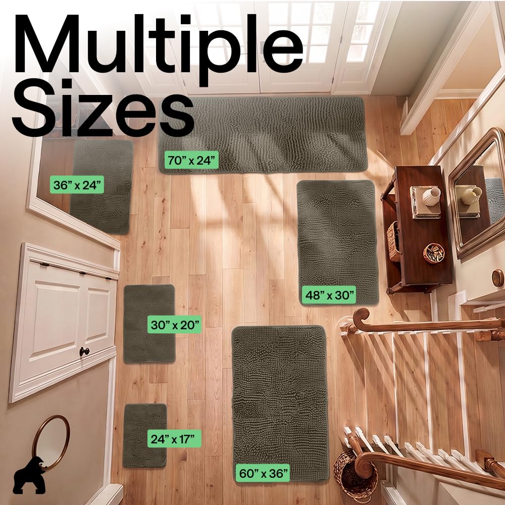 GORILLA GRIP SoakSTOPPER indoor door mat with its dense chenille pile in close-up.