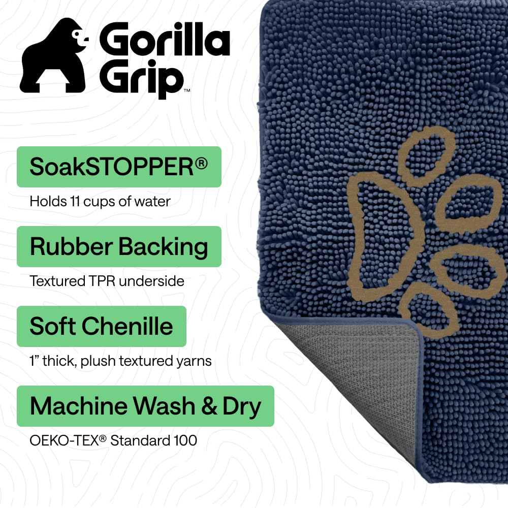 GORILLA GRIP SOAKSTOPPER dog door mat showing the TPR rubber underside.