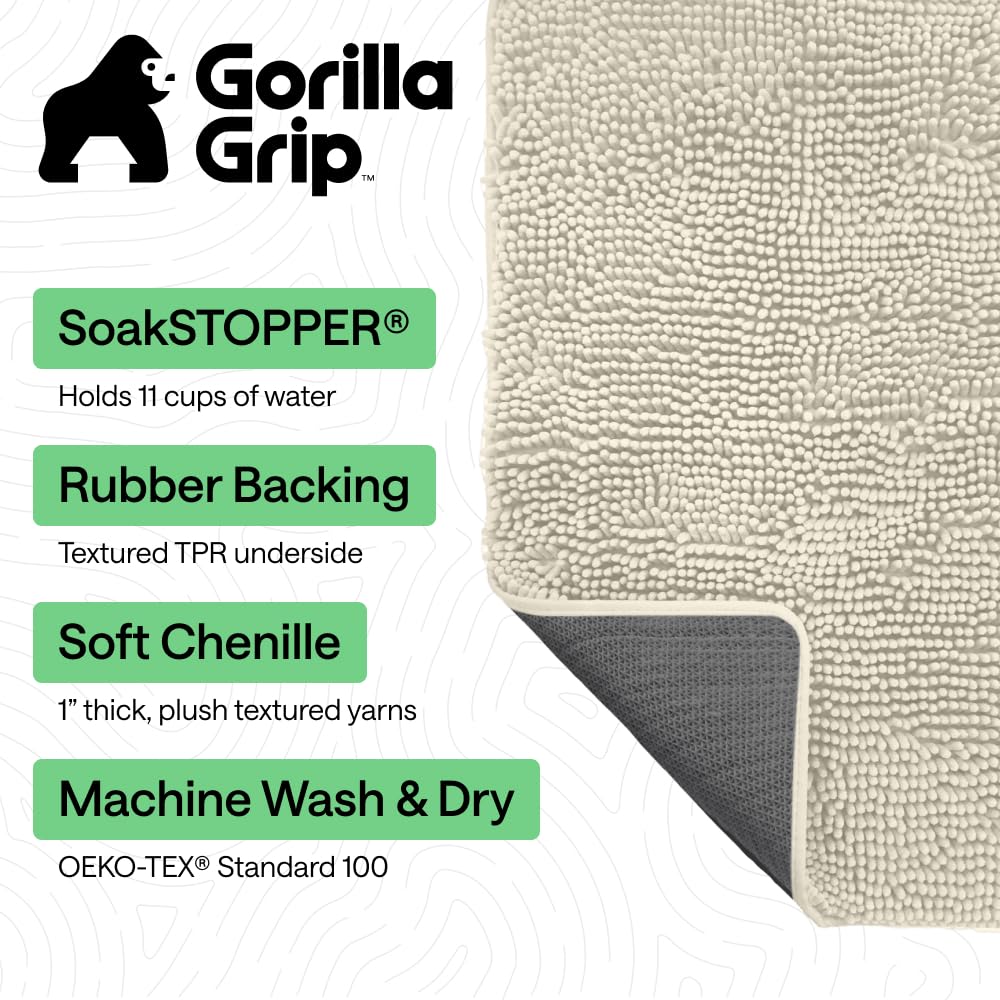 GORILLA GRIP SoakSTOPPER indoor door mat shown from underneath to reveal its TPR backing.