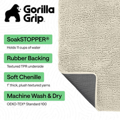 GORILLA GRIP SoakSTOPPER indoor door mat shown from underneath to reveal its TPR backing.