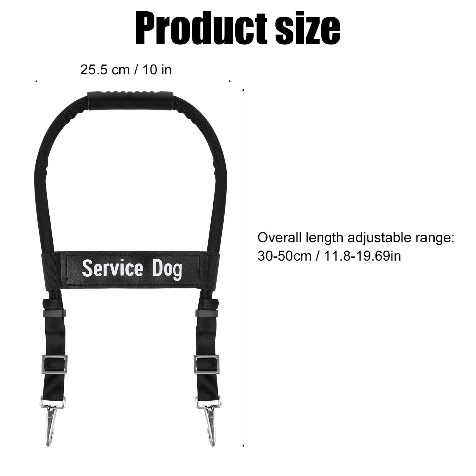 Gosknor service dog handle shown at its adjustable length setting.