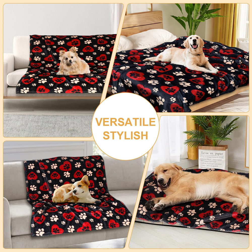 Gowyeg Dog Blanket with its printed paw and dog-bone motifs.