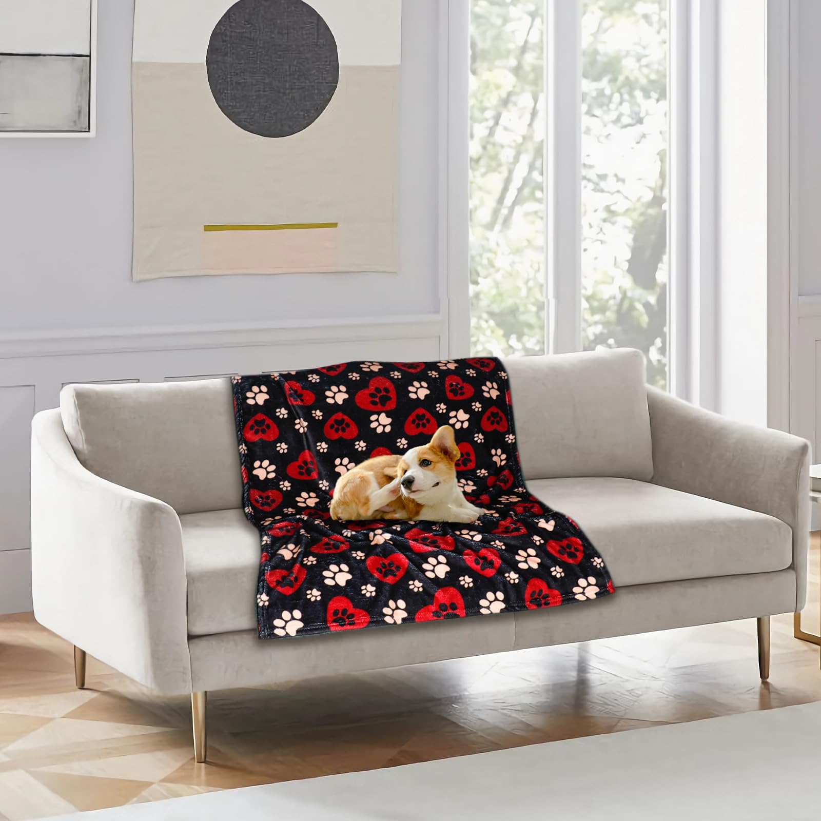 Gowyeg Dog Blanket showing the paw print on its reverse side.