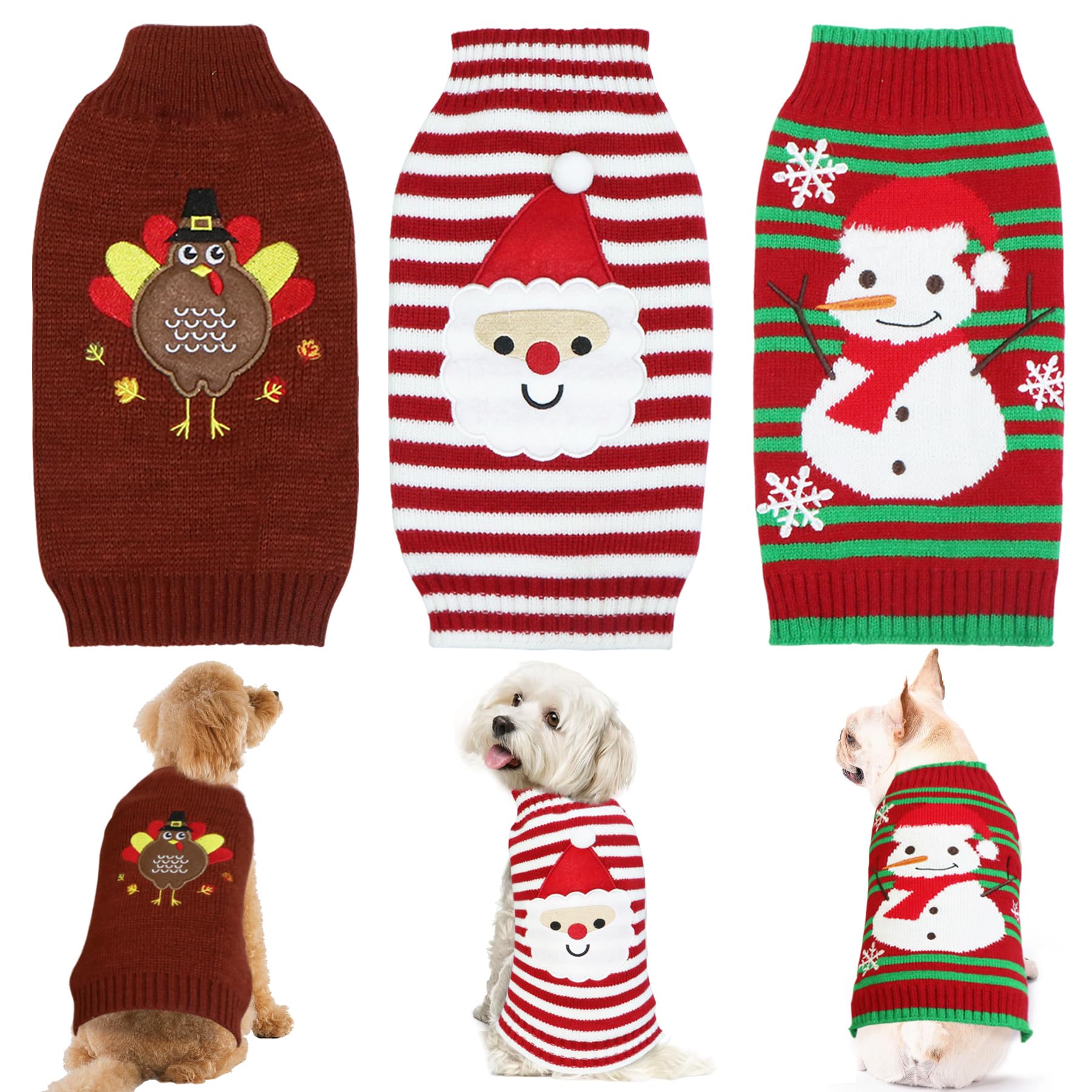 GOYOSWA dog holiday sweater featuring the brown turkey design.