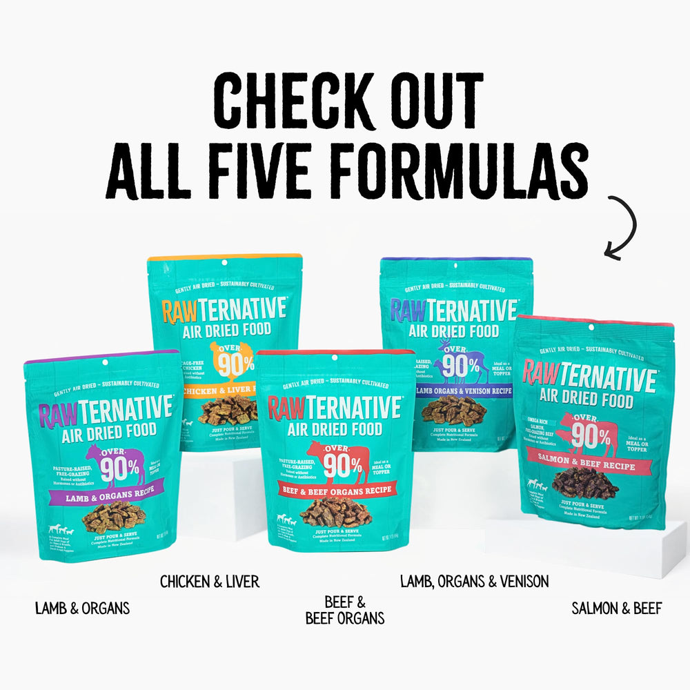 Grandma Mae's Country Naturals RawTernative Air Dried Dog Food shown from another bag angle.