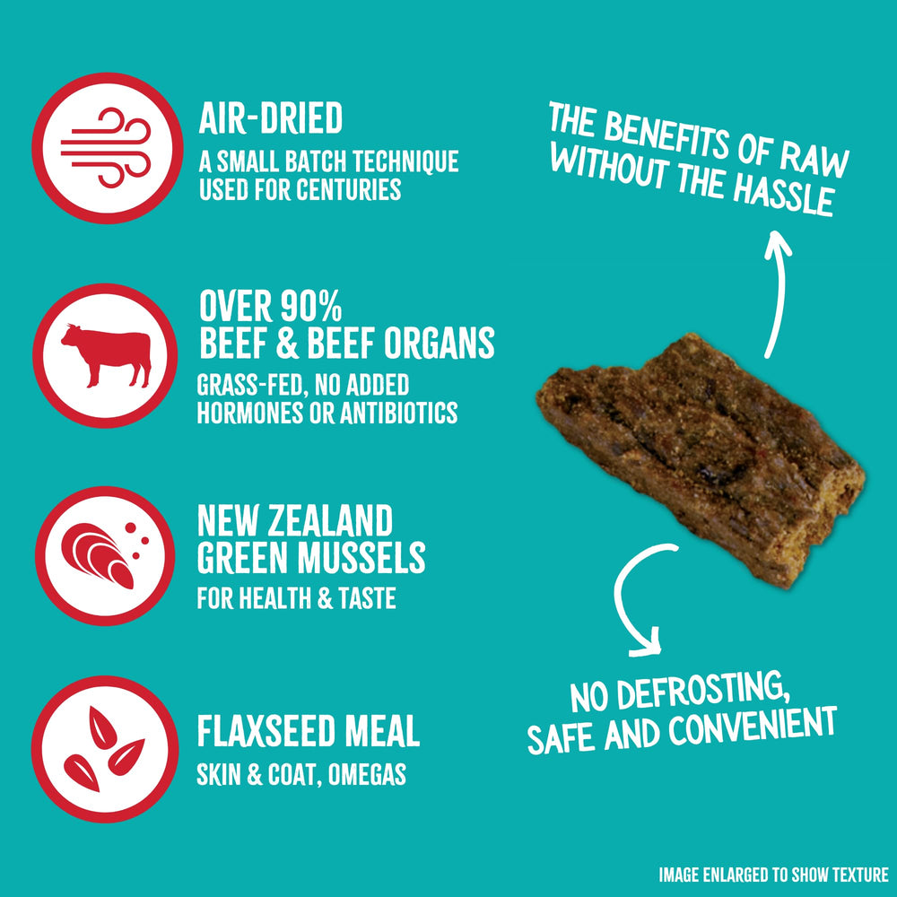 Grandma Mae's Country Naturals RawTernative dog food shown close up with its moist, chunky texture.