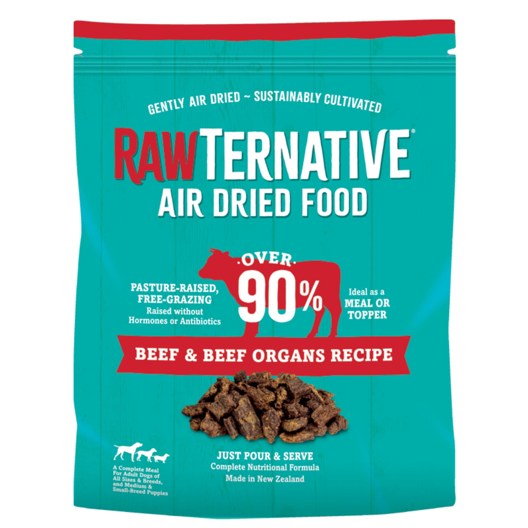 Grandma Mae's Country Naturals RawTernative dog food shown in its package.