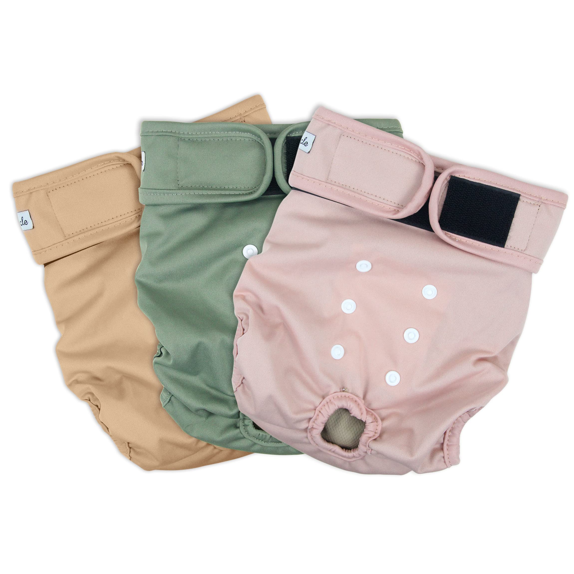 Grecle female dog diaper showing the bird-eye mesh lining against the skin.