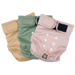 Grecle female dog diaper showing the bird-eye mesh lining against the skin.