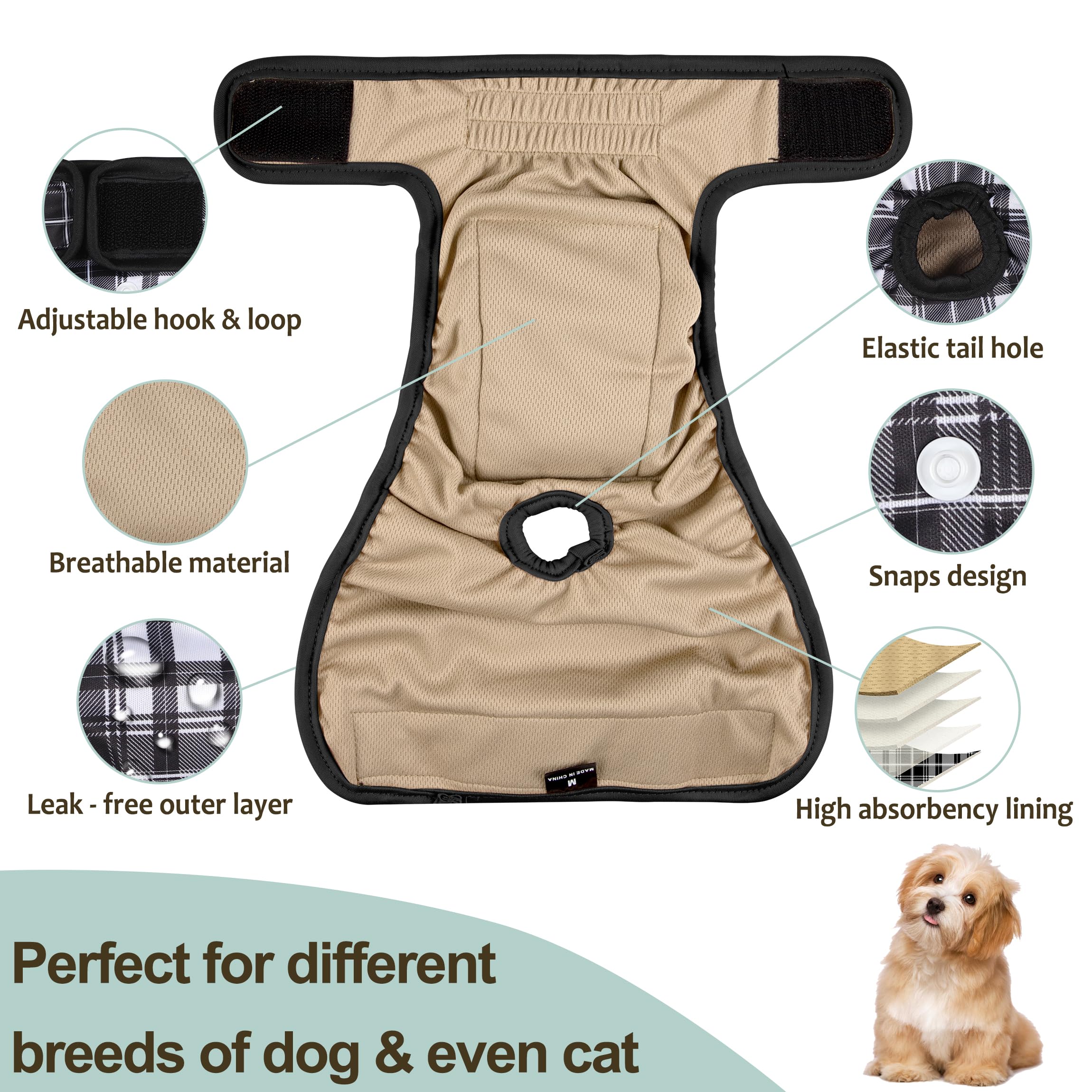 Grecle female dog diaper detail showing the bird-eye mesh lining.