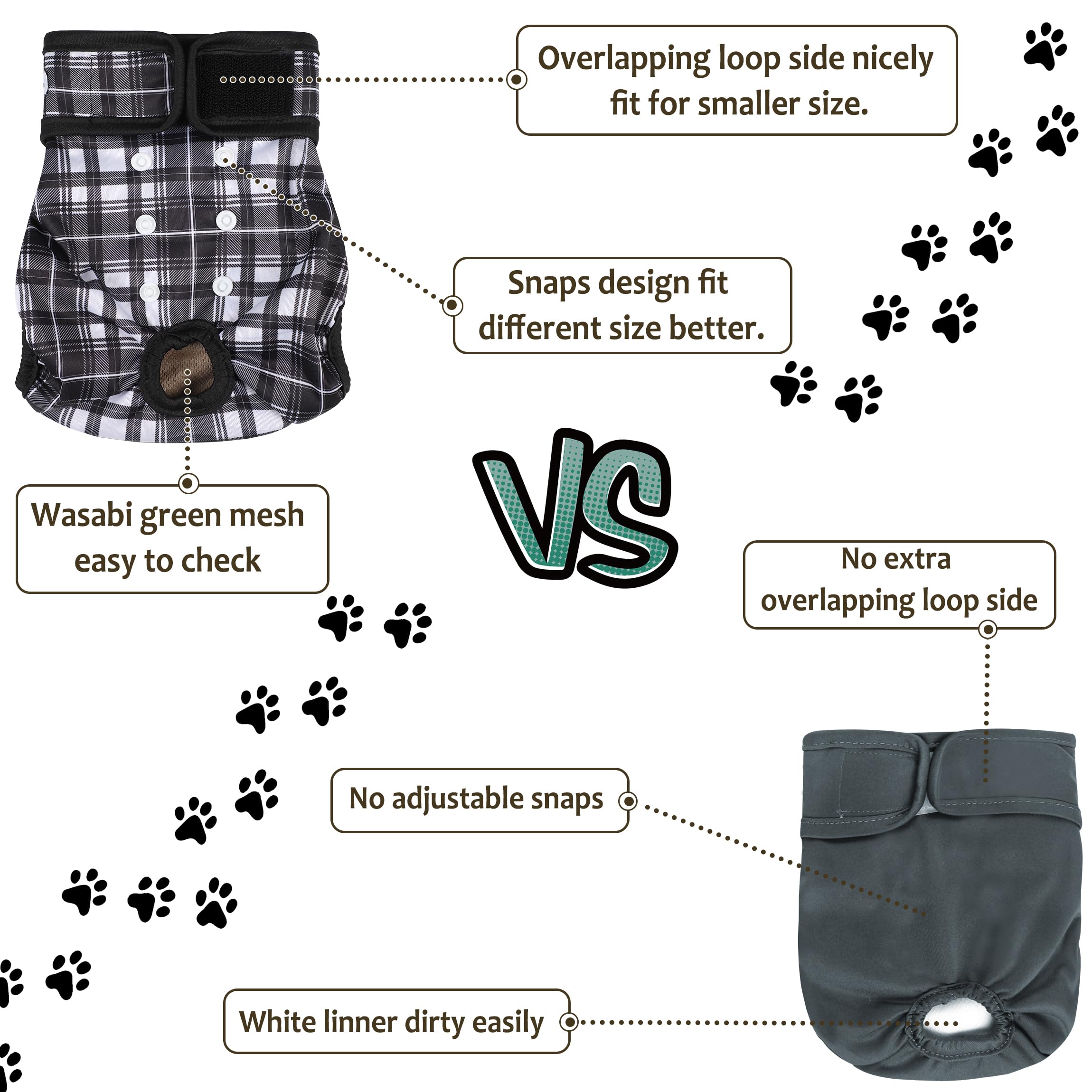 Grecle female dog diaper shown worn by a dog to illustrate its fit.