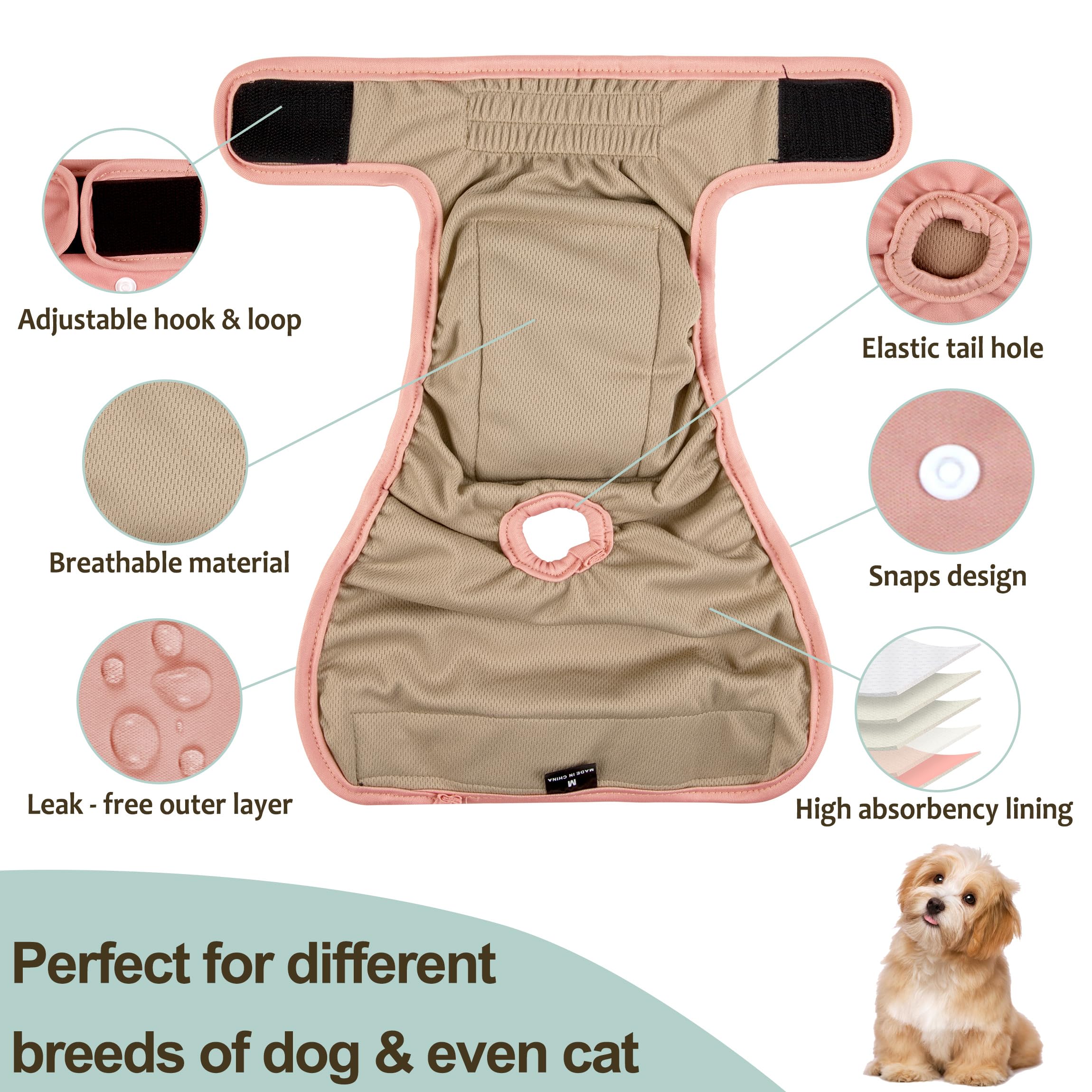 Grecle female dog diaper detail showing the adjustable snaps.
