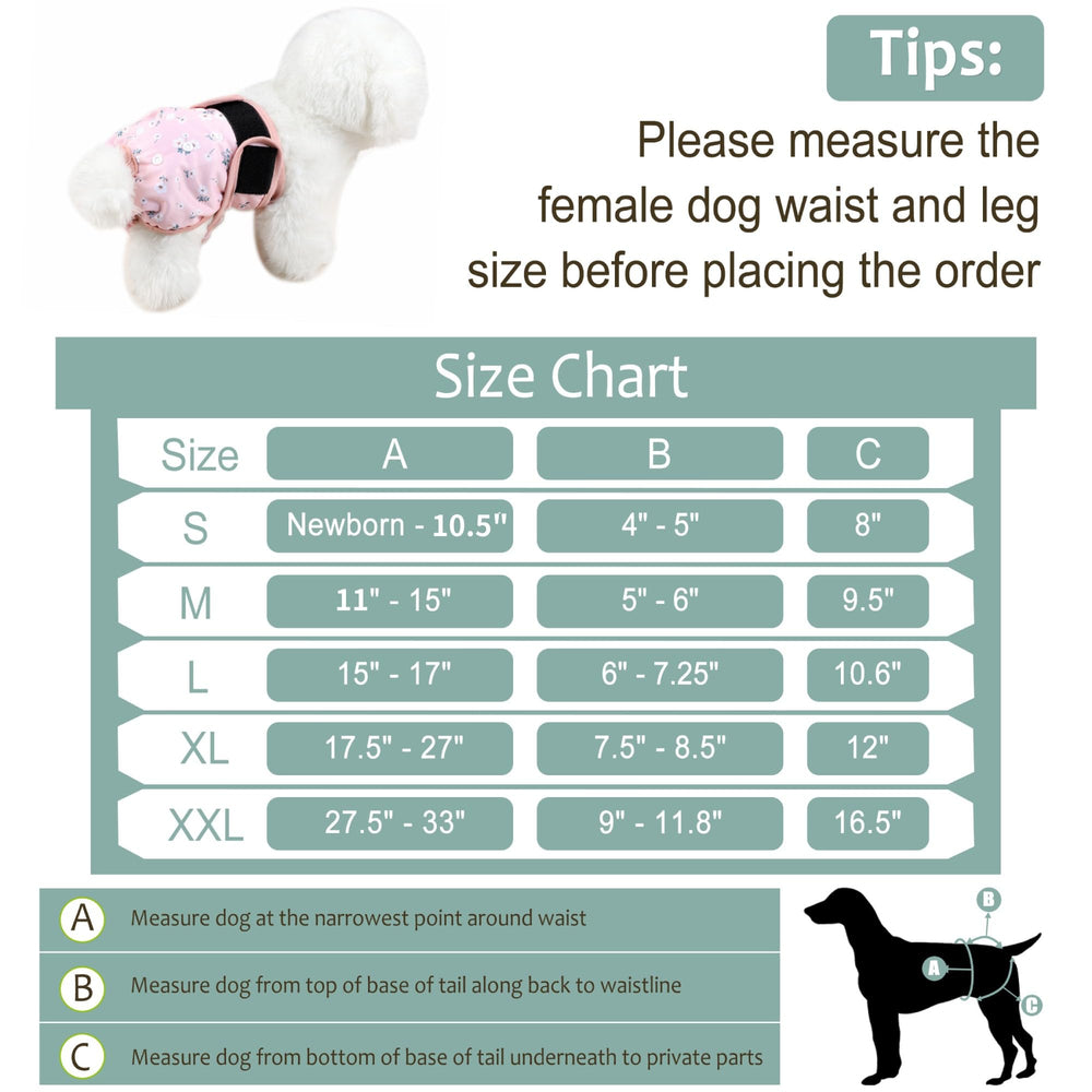 Grecle female dog diapers shown with the sewn-in absorbent pad visible.