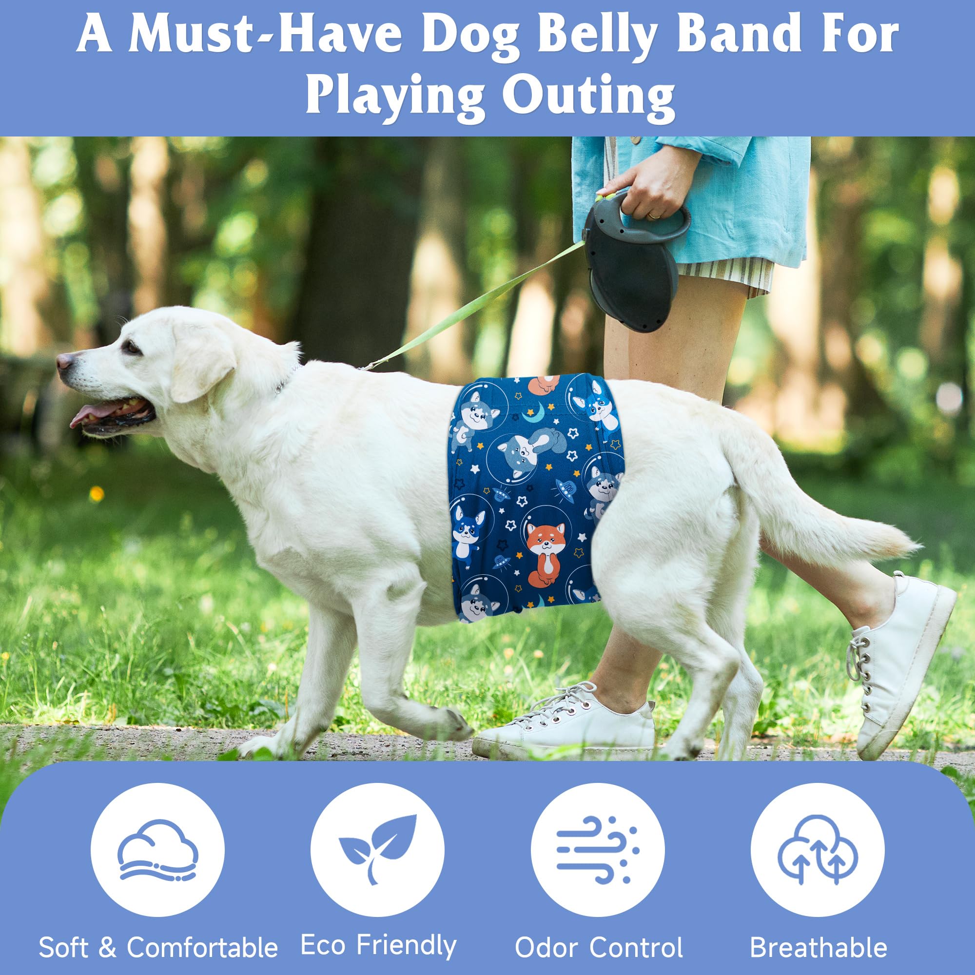 Grecle male dog belly band shown with its khaki knitted lining.
