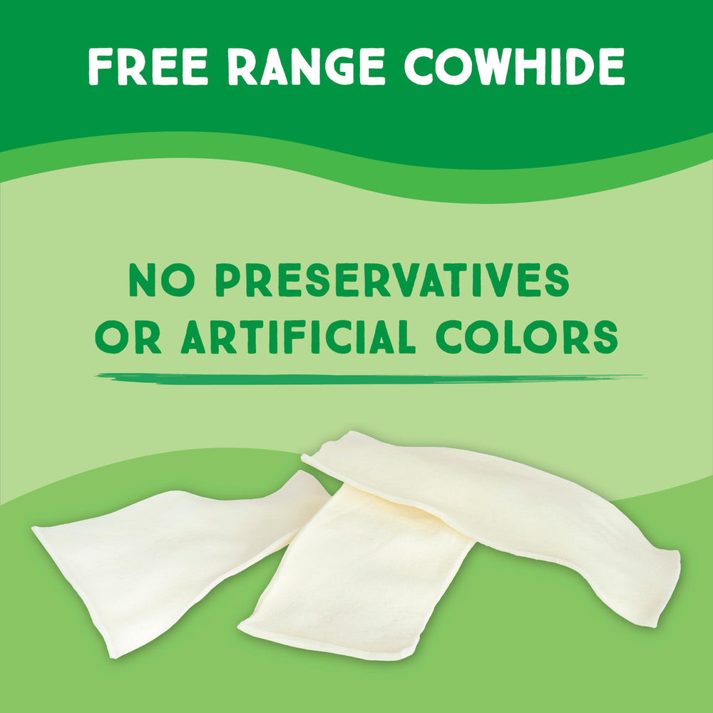 GreenCow Rawhide Chips shown close up to highlight the individual chews.