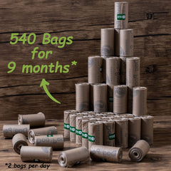 GREENER WALKER dog waste bag roll shown beside a standard-size leash dispenser.