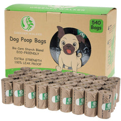 GREENER WALKER dog waste bags shown with the front of the package.
