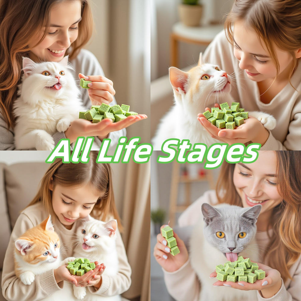 GREMBEB Cat Grass Treat daily portions shown by cat weight.