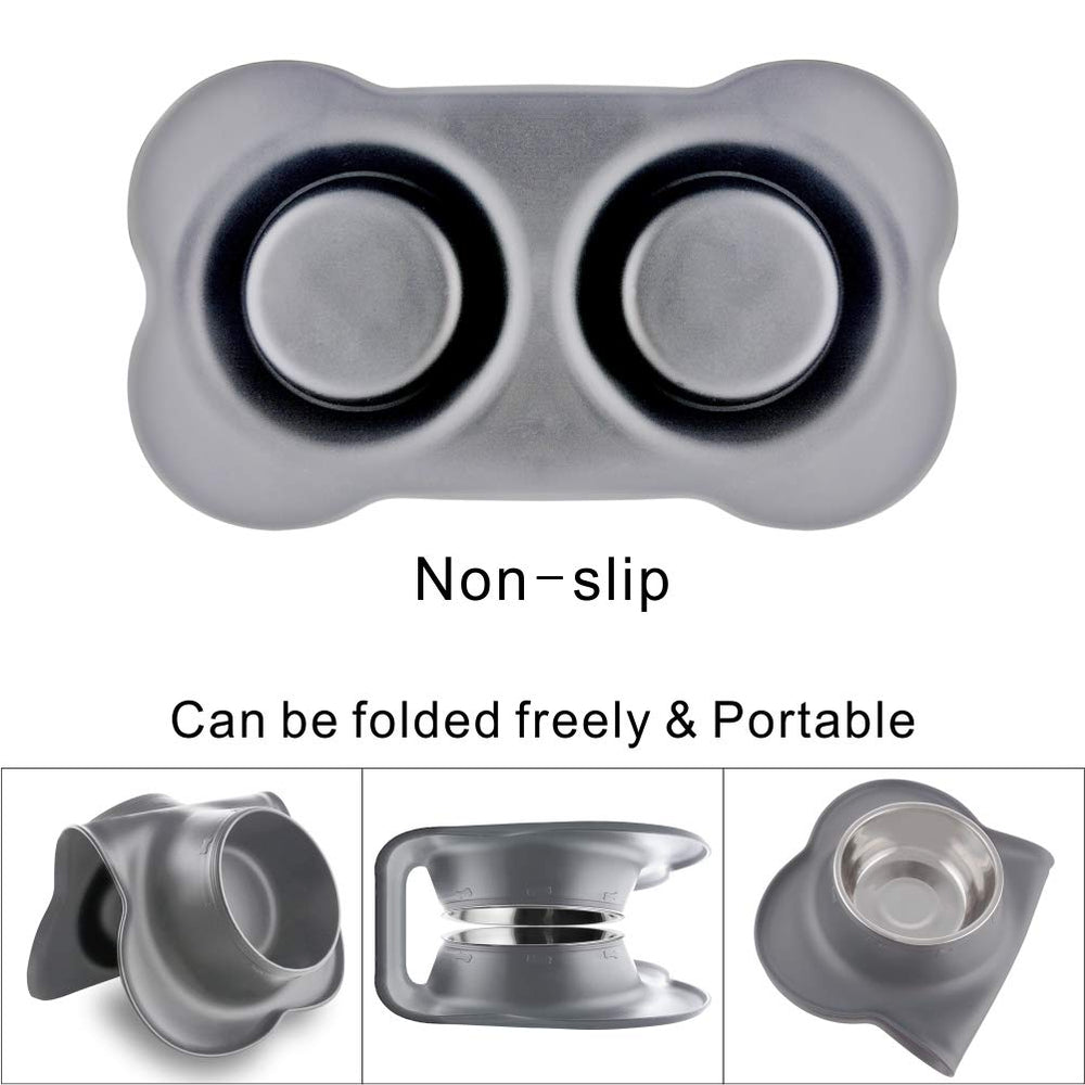 Guardians dog and cat bowl set arranged for serving pet food and water.