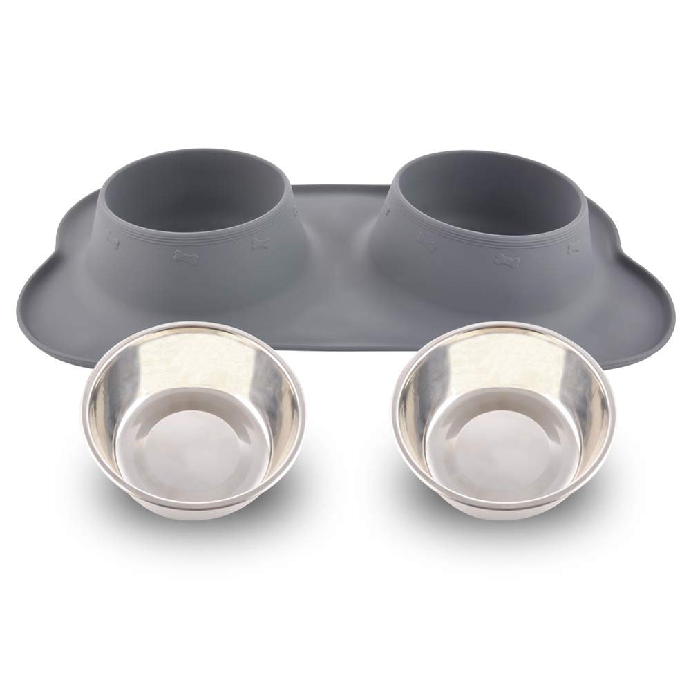 Guardians dog and cat bowl set showing the silicone base beneath the bowls.
