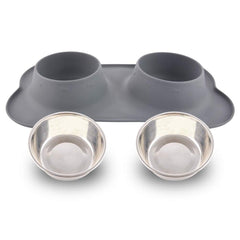 Guardians dog and cat bowl set showing the silicone base beneath the bowls.