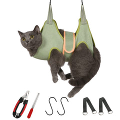 Guzekier Cat Grooming Hammock Harness shown from the front.