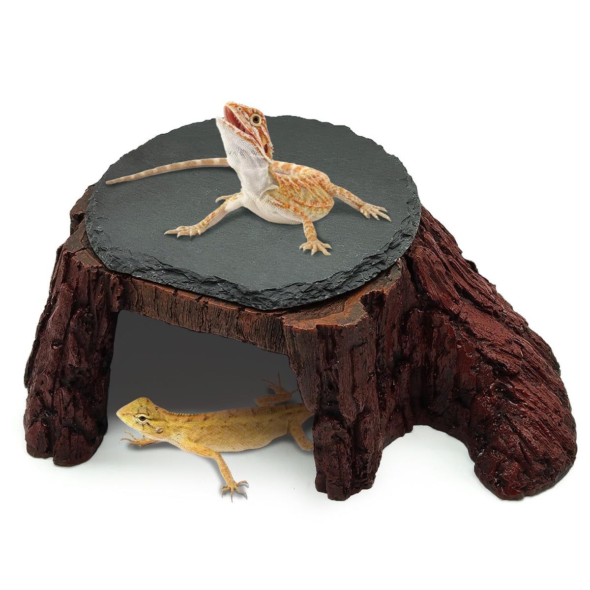 GXSDJ Bearded Dragon Basking Platform shown from the front with its rock-style form.