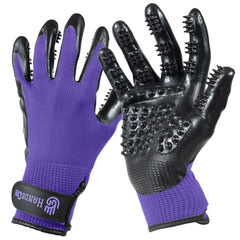 H HANDSON Pet Grooming Gloves shown from the front in Mono Purple.